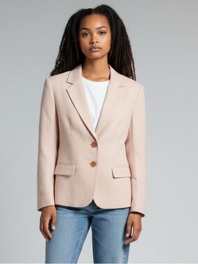 Le Suit Blush Pink Tailored Single-Breasted Blazer